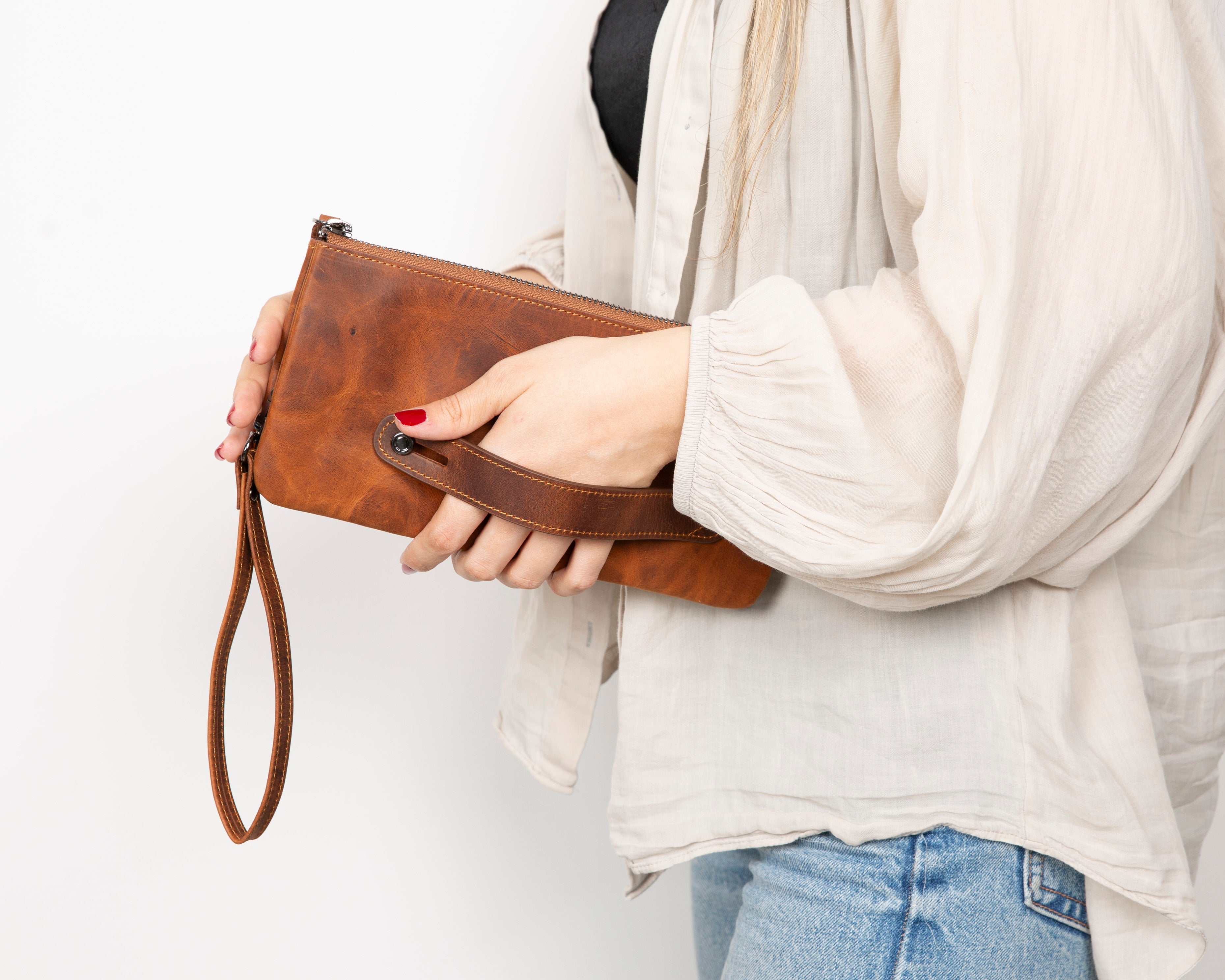 Monarch Leather Unisex Wristlet Bag with Smart Pockets